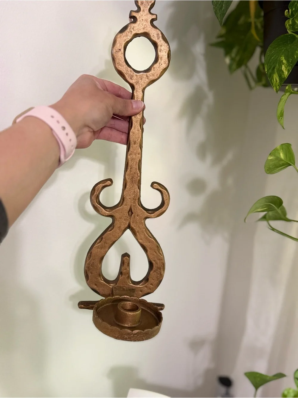 Decorative Brass Wall Sconce Candle Holder - Gold Finish